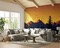 Forest and lake at golden hour wallpaper

