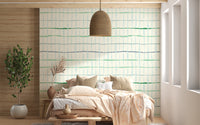 Stylish handdrawn lines wallpaper for green interiors
