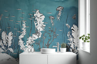 Illustrated sea life wallpaper for walls
