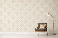 Elegant beige patterned damask wall mural
