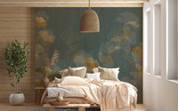 Subtle gold leaves mural for elegant wall decor
