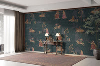 Artistic Mughal jungle print mural

