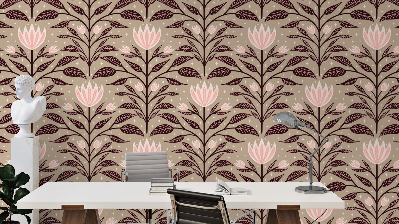 Large-scale diamond bloom wall mural for impactful interiors.
