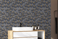 Removable wallpaper with flowing meadow night design