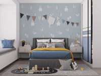 Blue woodland animals wall design
