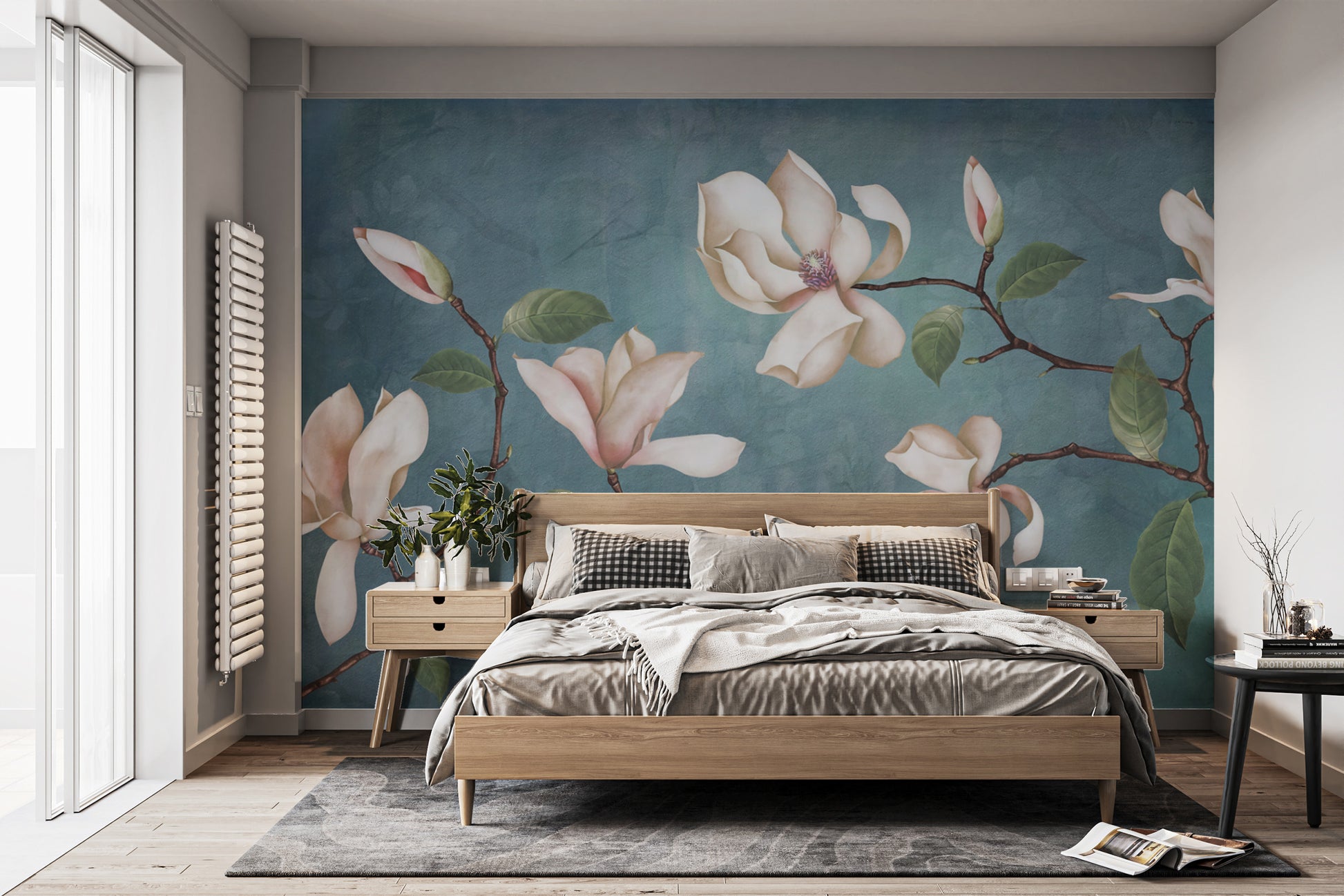 Elegant Magnolia Floral Wallpaper Design
