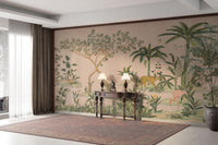 Safari theme wall design with wild plants

