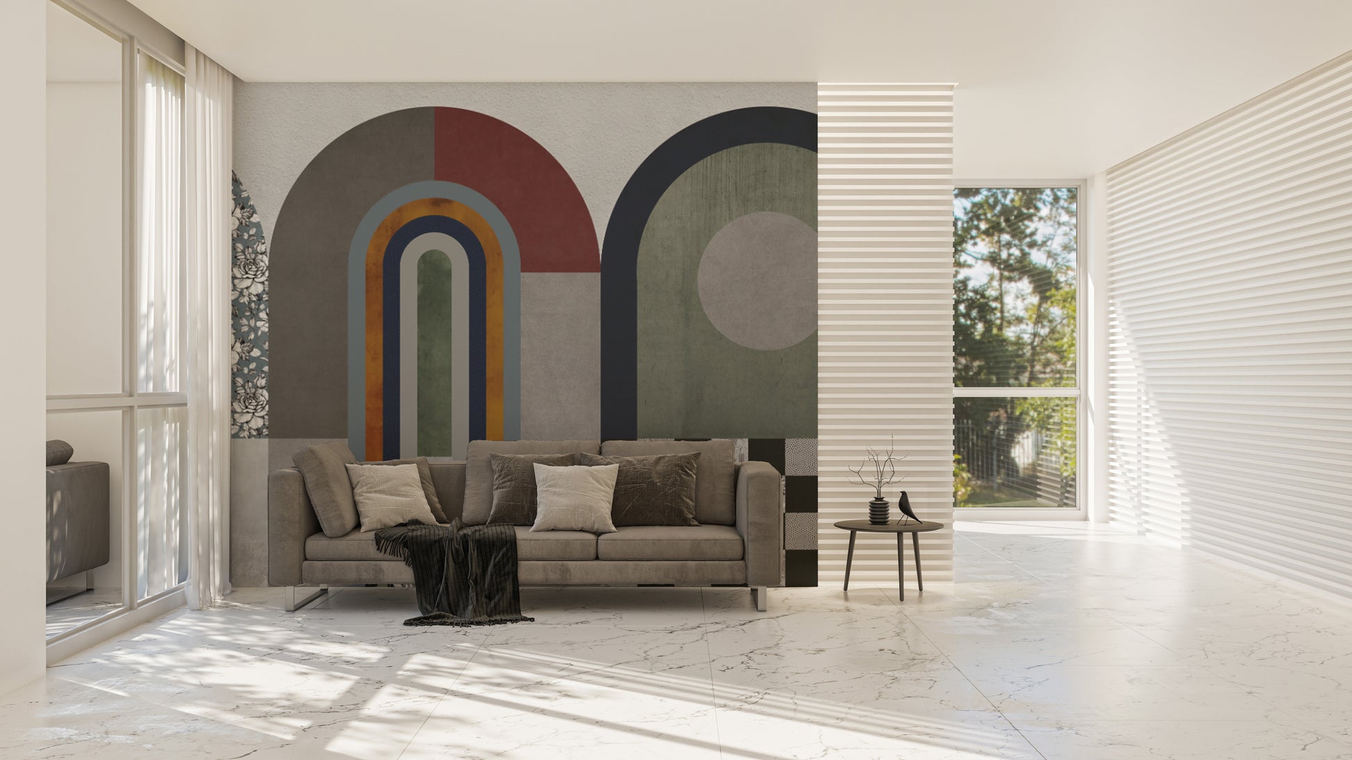 Textured archway modern wall decor
