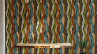 Textured Organic Stripe Waves Charcoal Wallpaper