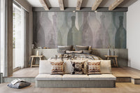 Artistic glass bottle silhouette wallpaper
