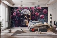 Floral Skull Halloween eerie wallpaper for walls