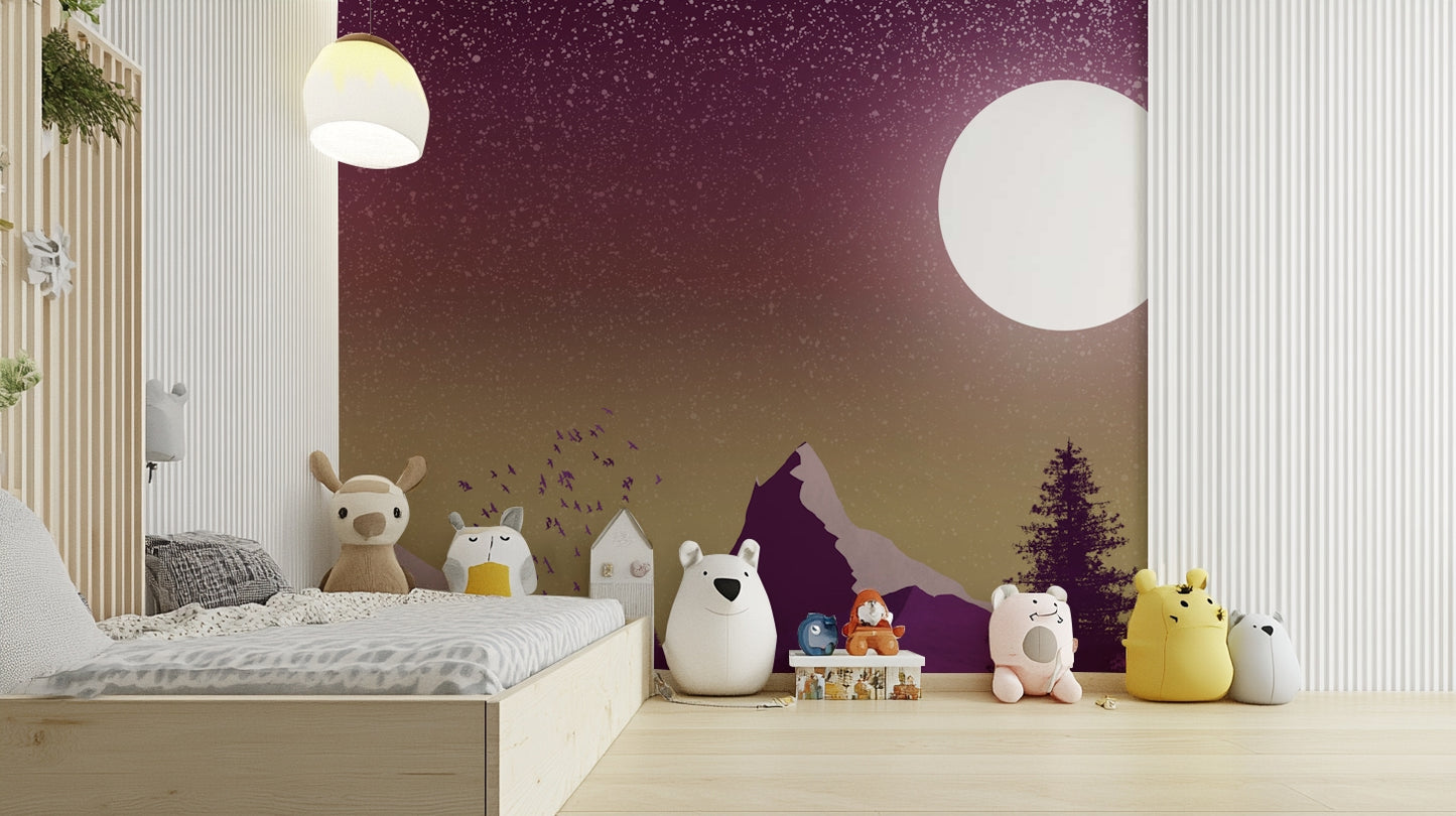 Purple Peaks Under the Moon