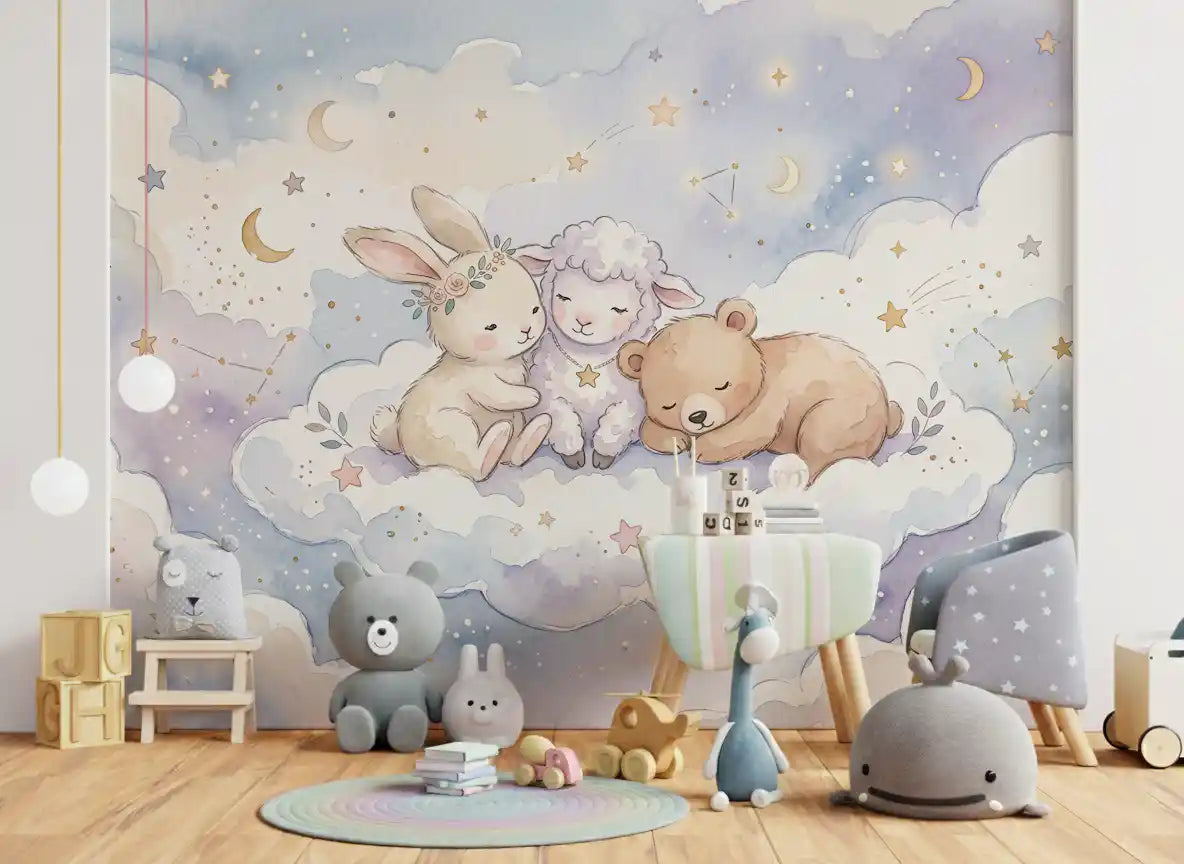 Celestial Animal Cuddle Wall Mural