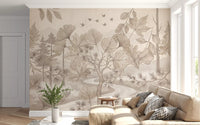 Sepia Forest Trail Artwork Wall Mural