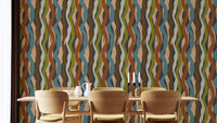 Textured Organic Stripe Waves Charcoal Wallpaper for walls