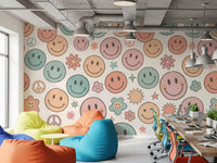 Retro Happy Face Groovy Smiles Wall Mural