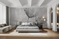 Misty dandelion botanical wallpaper
