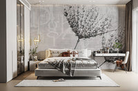Soft monochrome dandelion wall decor
