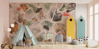 Monkey birds mural for nursery
