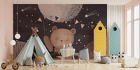 Night sky bear mural for nursery

