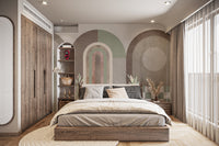 Neutral archway geometric wall design
