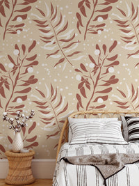 Palm leaf design in cozy tones

