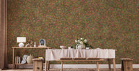 Embroidery Spring Flowers Pink and Green Wallpaper Murals - Giffywalls
