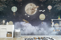 Vibrant stars and hot air balloons wall mural
