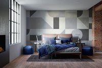 Elegant neutral geometric wall mural
