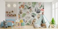 Watercolour forest animal mural
