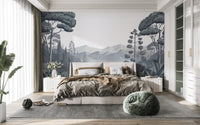 Tranquil monochrome nature wall mural
