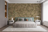 Green leaf and watercolor flower wall mural
