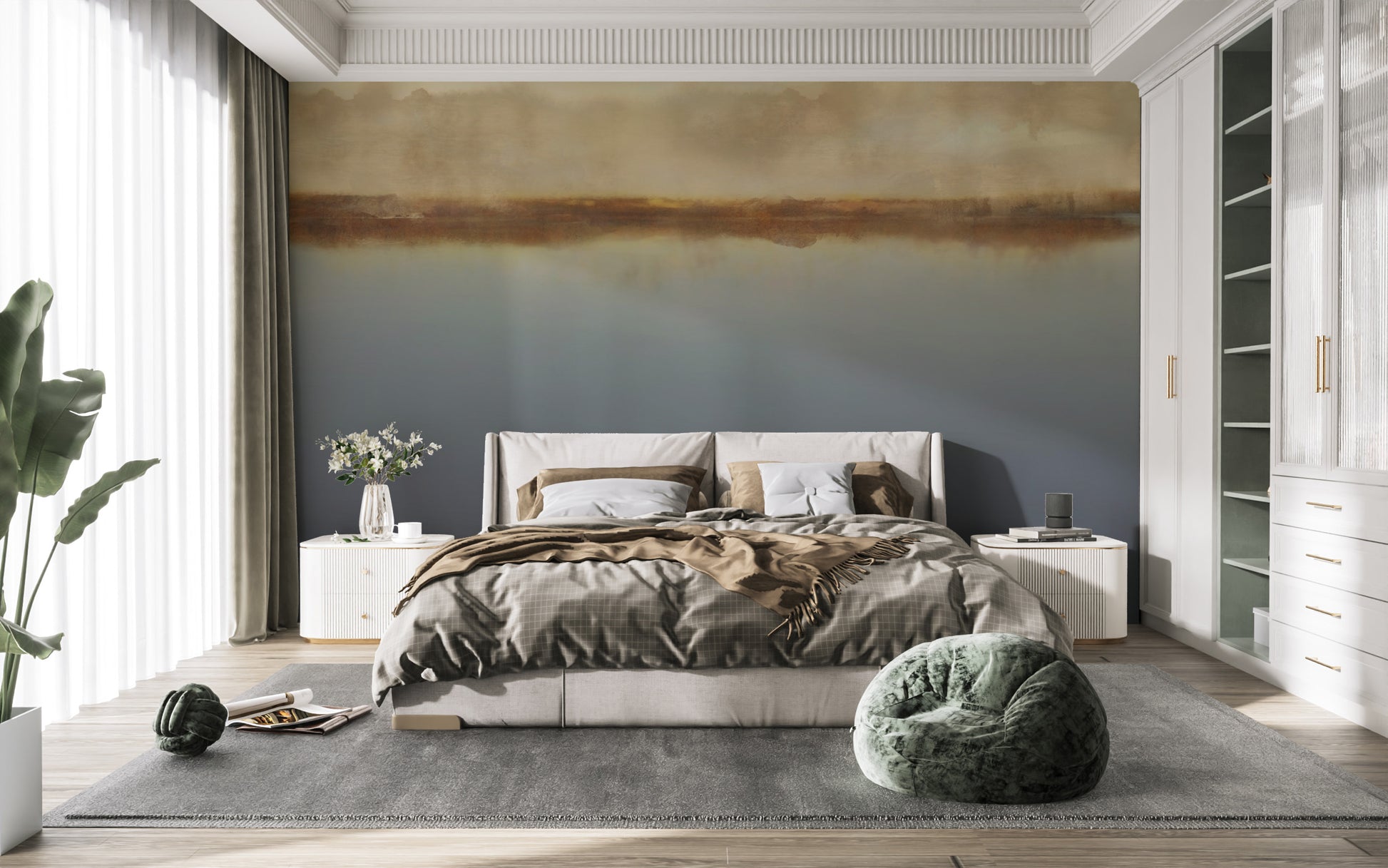 Peaceful misty water wallpaper pattern
