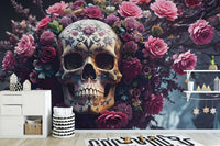 Floral Skull Halloween haunted wallpaper for walls