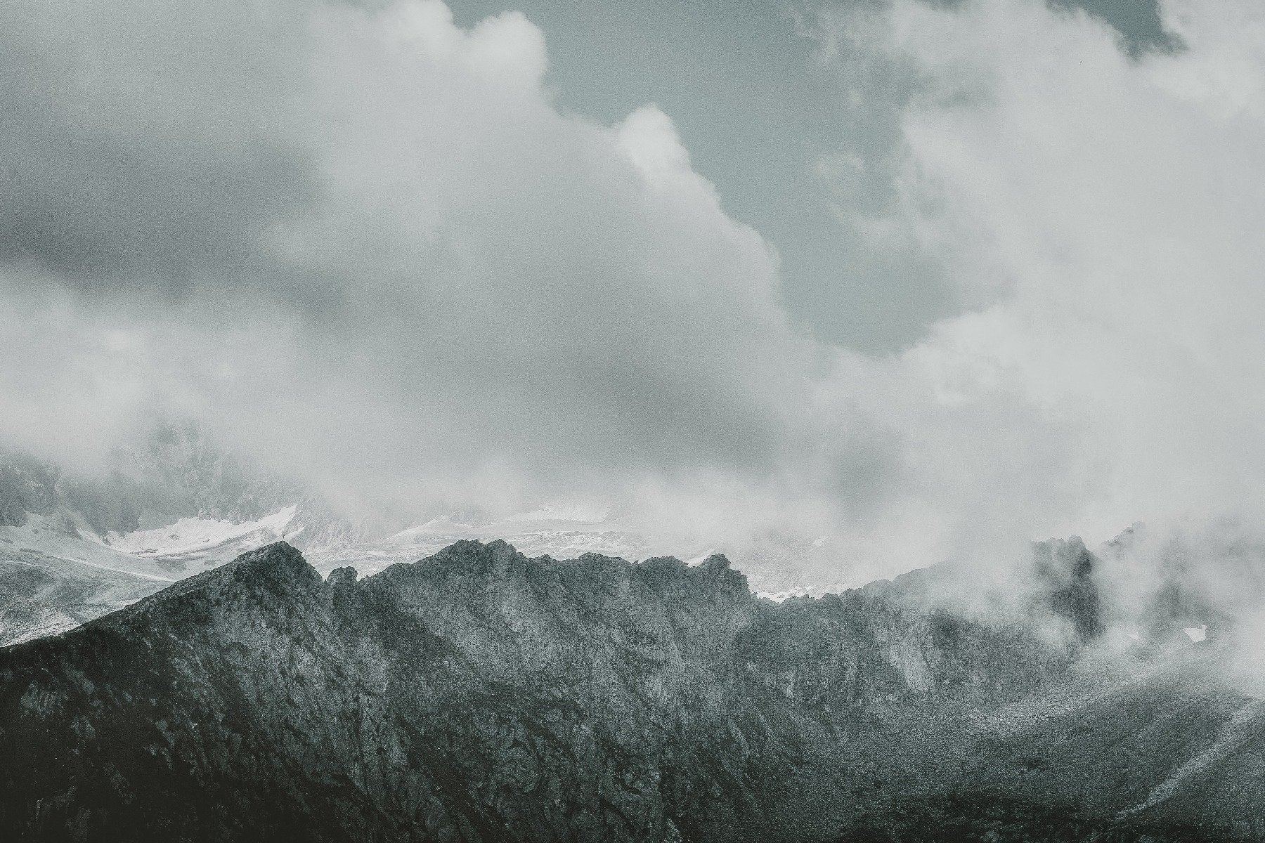 Snow Mountains Foggy Wallpaper Mural