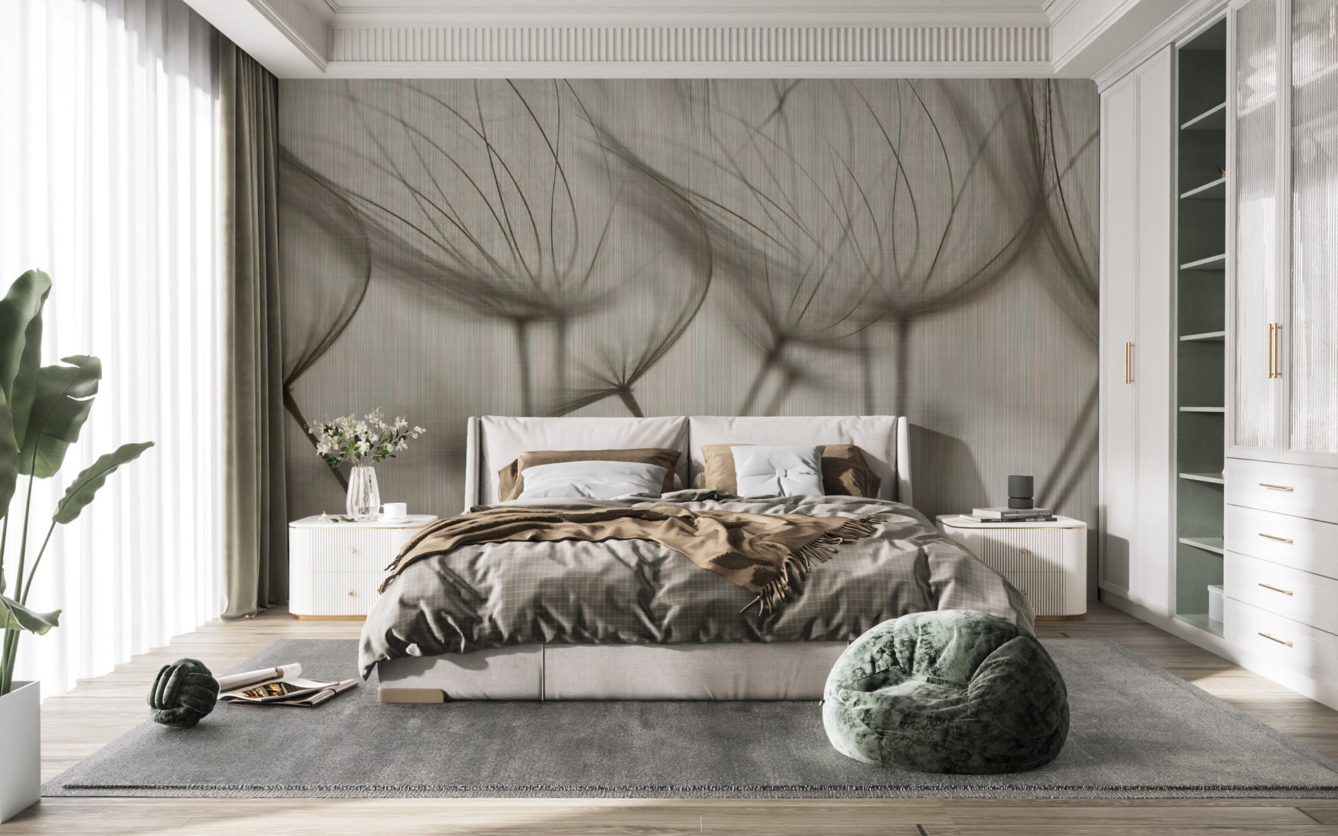 Elegant dandelion floral wallpaper design
