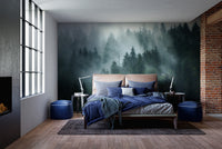 Green Tree Foggy Forest Jungle Wallpaper Murals - Giffywalls