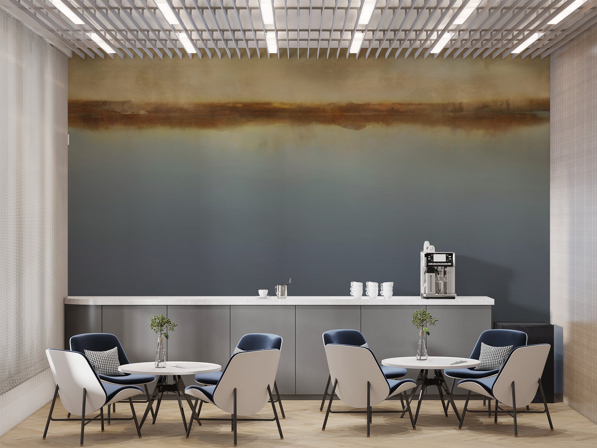 Nature-inspired lake view wall mural

