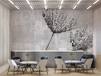 Monochrome dandelion wallpaper design
