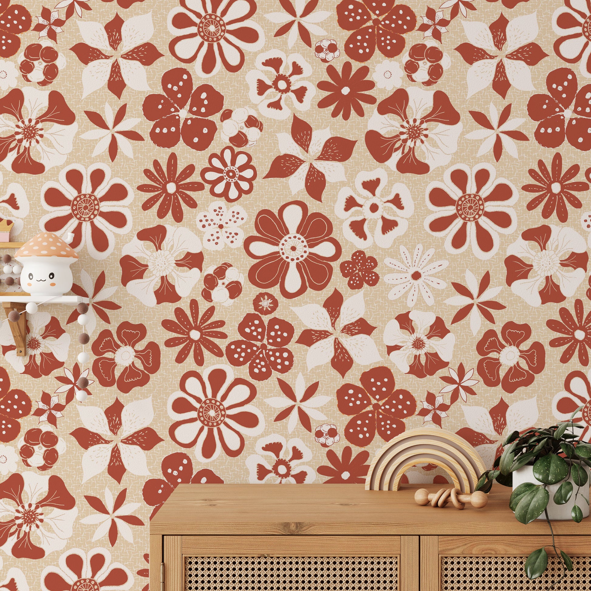 Assorted abstract floral wall design


