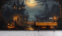 Spooky Haunted House graveyard wallpaper

