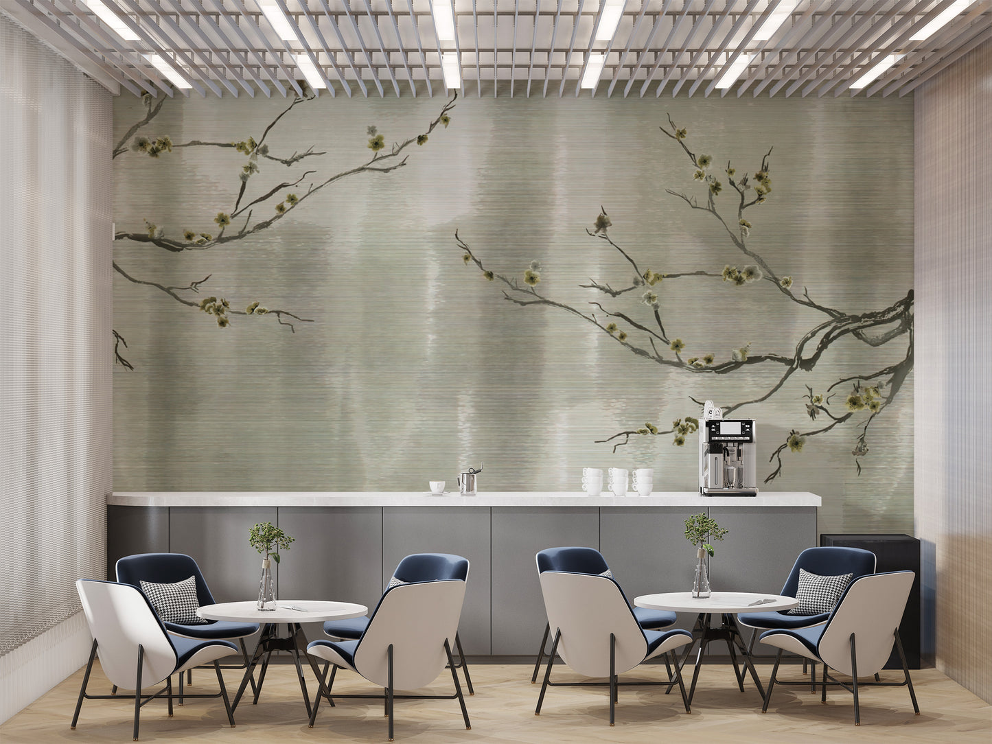 Delicate floral branch wall mural
