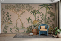Pink tropical safari mural for kids room

