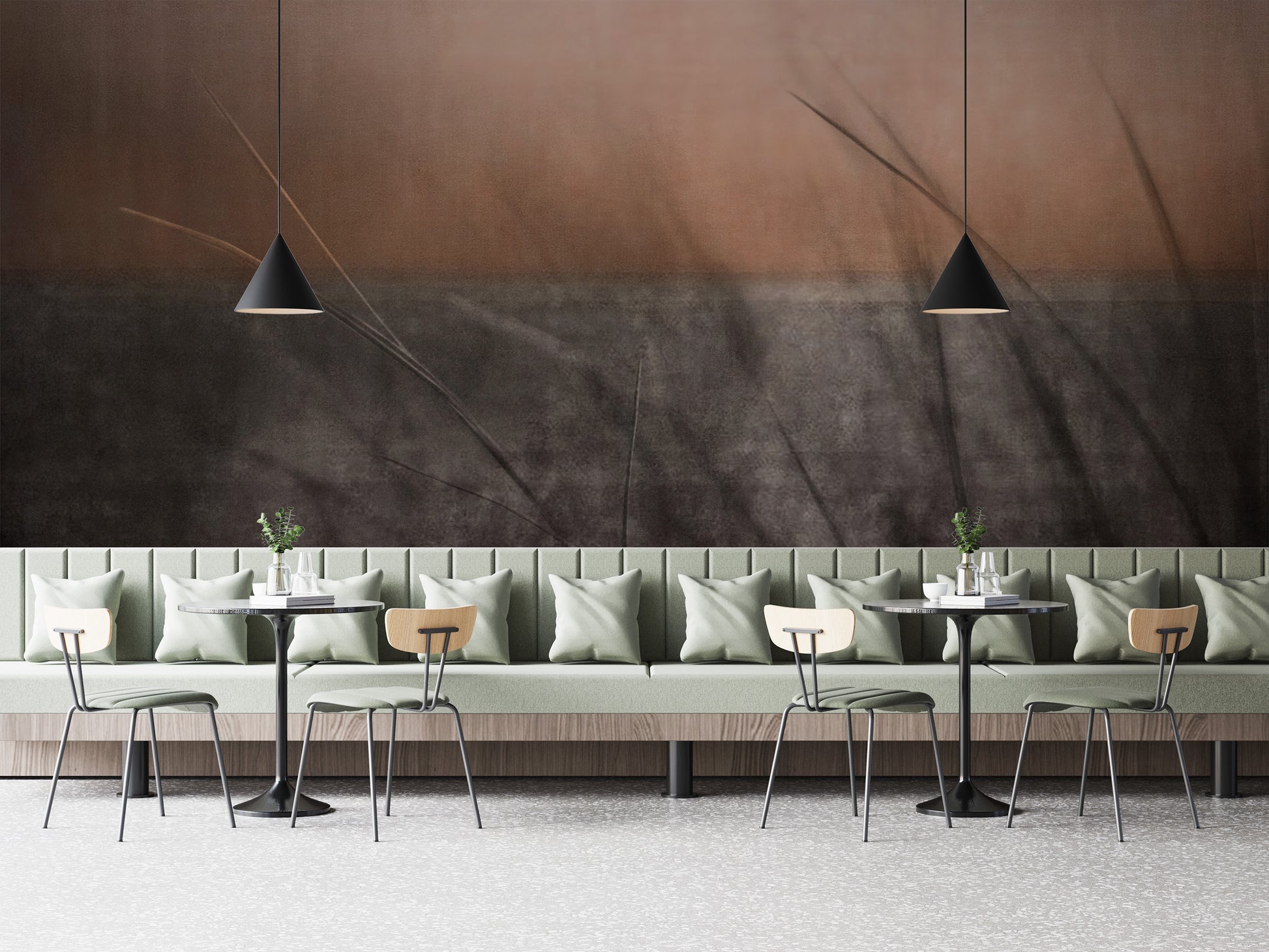 Minimalist sunset leaf wallpaper pattern
