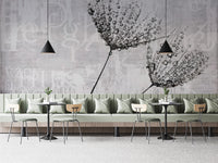 Elegant dandelion script wall design
