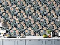 Moonlit Tulip Elegance wallpaper with soft floral patterns.
