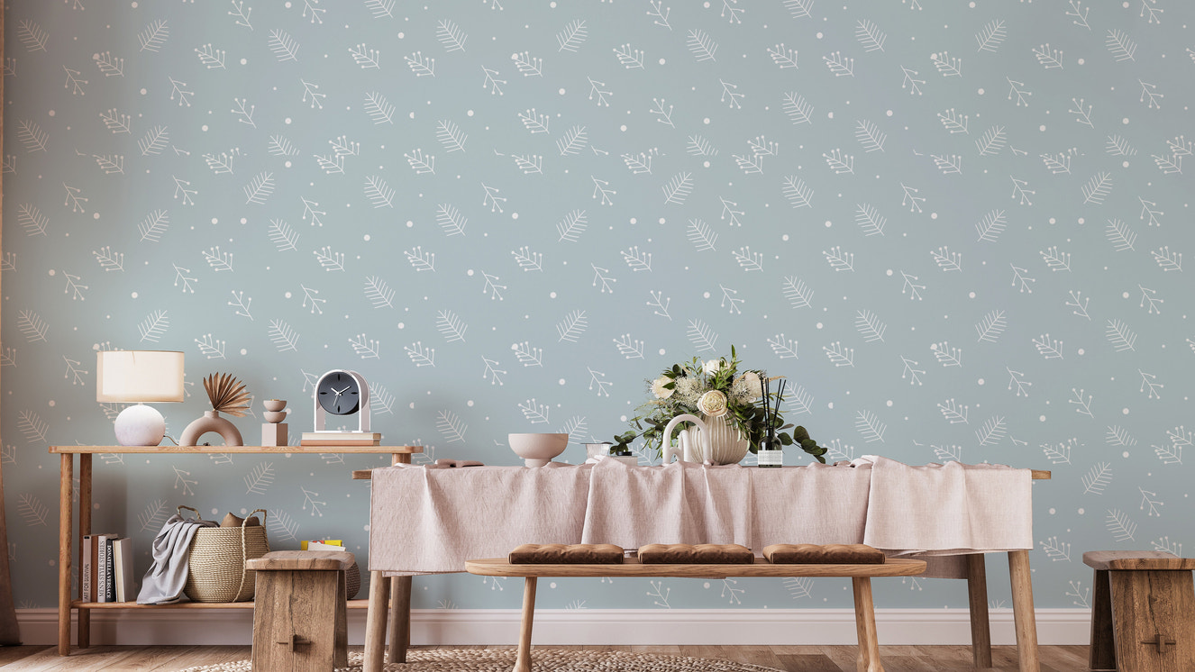 Soft festive spruce branch wallpaper mural