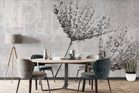 Textured dandelion floral wallpaper
