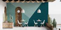 Emerald and cyan geometric wallpaper mural
