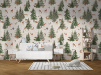 Woodland animal wallpaper for kids room
